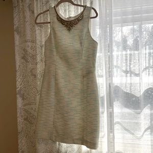 Lily Pulitzer cream with sea foam green and gold gem neckline